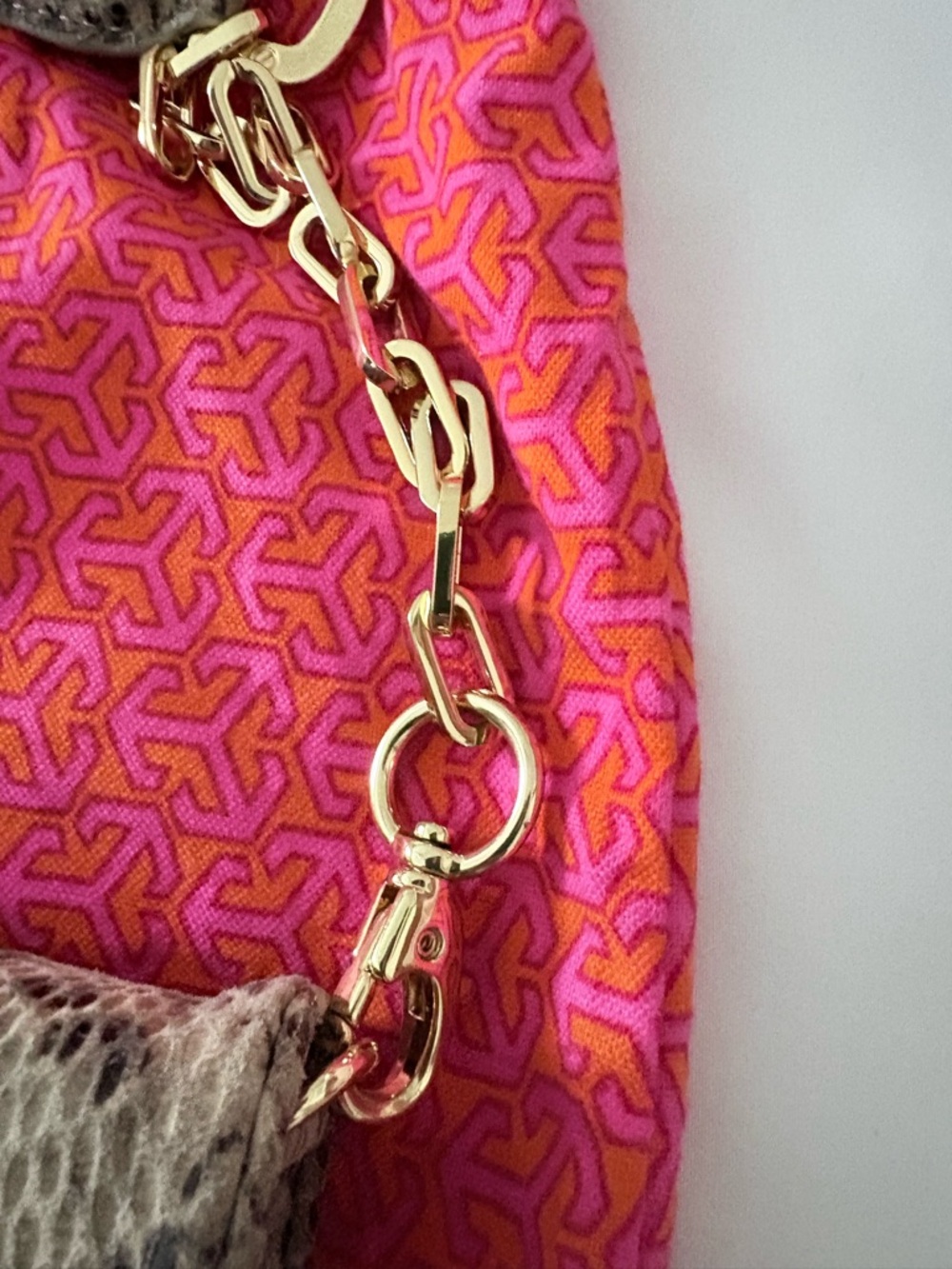 Tory Burch Audra Reva Leather Python Print Shoulder/Clutch Bag - Picture 6 of 13